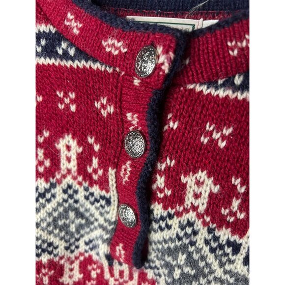 Vtg L.L. Bean Jumper Women SM Sweater Fair Isle Pullover Nordic Knit Snowflake - Picture 3 of 4